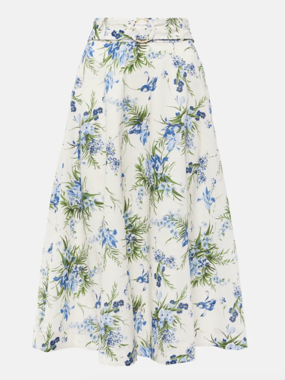 Veronica Beard Arwen Floral Cotton Midi Skirt White Multi Size 10